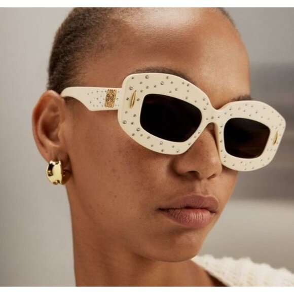 NEW LOEWE SUNGLASSES IVORY BROWN WOMEN EYEWEAR LOEWE LW4114IS 25E - Picture 3 of 4